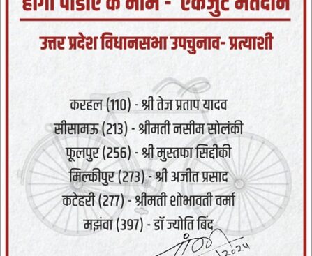 उत्तर प्रदेश विधानसभा उपचुनाव के 6 प्रत्याशियों का समाजवादी पार्टी ने किया ऐलान !