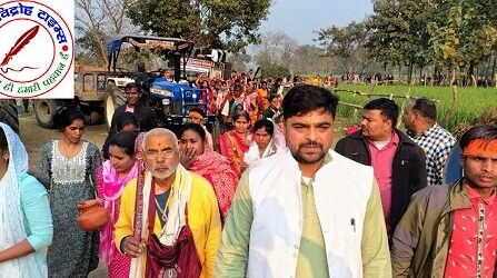 धार्मिक जयकारो के बीच सिर पर कलश लेकर दर्जनो महिलाओ ने किया भ्रमण !