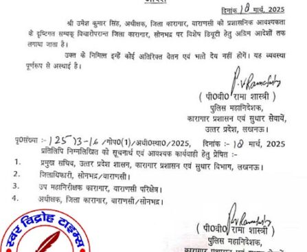 कारागार वाराणसी से विवादित जेल अधीक्षक का हुआ ट्रांसफर !