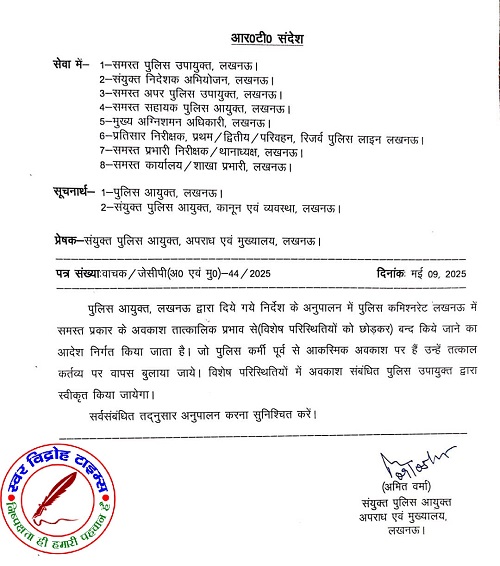 पुलिस की सभी प्रकार की छुट्टी बंद !