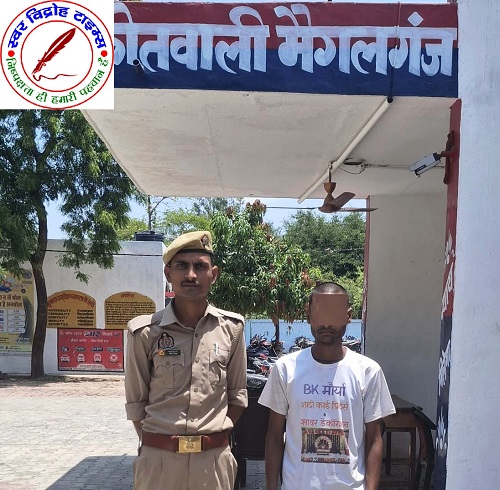 थाना मैगलगंज पुलिस द्वारा, वारंटी अभियुक्त ब्रजेश कुमार पुत्र बाबूराम मौर्य को गिरफ्तार किया गया !