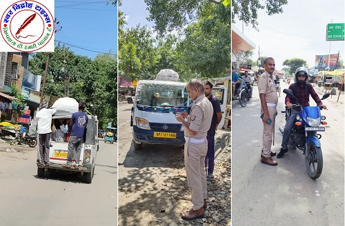 सवारी लटकाकर चलने वाली मैजिक को सीज करने के साथ साथ 100 वाहनों का चालान किया गया !