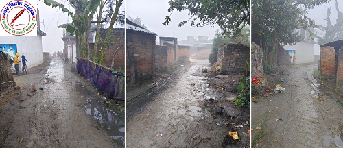 फरेंदा ब्लॉक के ग्राम झुनुवा में रोड पर जलभराव ! ग्रामीणों की बढ़ी मुश्किलें !