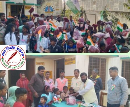 हर्षोल्लास के साथ मनाया गया गणतंत्र दिवस ! सभासद ने बाटे नौनिहाल बच्चों को स्वेटर एवं मिठाई !