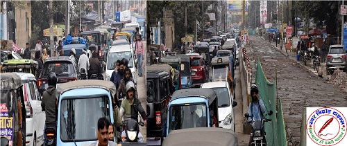 जाम ही जाम ! सड़क निर्माण बना रामघाट रोड पर जाम की वजह !